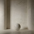 Beige Textured Wall Corner Featuring Spherical Decorative Component