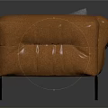 Plush Orange Single Sofa With Gray Pillow Black Legs And Modern Upholstered Design