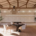 Luxurious Hotel Mahjong Room with Wooden Ceiling and Comfortable Seating Areas