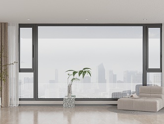 modern floor-to-ceiling windows 3d model