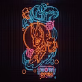 Blue And Orange Neon Decorative Lights With Rabbit Figure Beer Mug And Wave Patterns