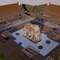 Ancient Chinese Courtyard Architecture Model With Traditional Roofs And Tile Details