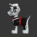 Cartoon Dalmatian Puppy Toy With White Crown Red Scarf And Black White Spots