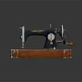 Vintage Sewing Machine With Wooden Base And Decorative Patterns On Black Body
