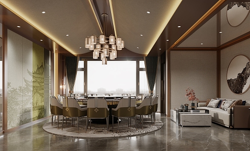 New Chinese-style private dining box 3d model