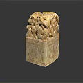 Traditional Square Jade Stone Seal With Intricate Carved Dragon Design