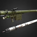 Green Military Rocket Launcher Weapon With White SA-7b Missile And Scope