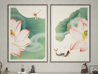 New Chinese Plant Painting Lotus Hanging Painting 3d model