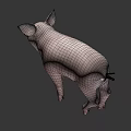 Cute Pink Pig 3D Model as Game Movie Character in Rendered Scene