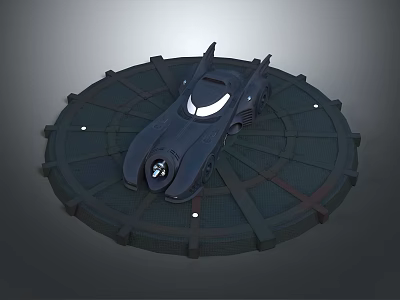 Black Batmobile Style Car with Sleek Design Parked on Circular Platform 3d model