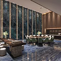 Luxury Private Box Interior With Marble Walls Wooden Decor And Dining Table