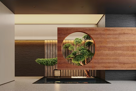New Chinese interior landscape pine landscape plants 3d model