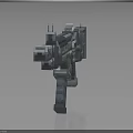 Futuristic Pixel Style Gun Weapon With Detailed Metallic Structure And 3D Gaming Design