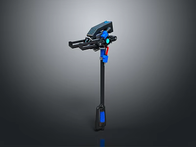 Advanced Modern Sci Fi Weapon With Blue Accents Black Body And Ergonomic Grip Design 3d model