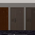 Modern Security Doors With Wooden Panel Patterns And Secure Lock Systems For Home Protection 3d model