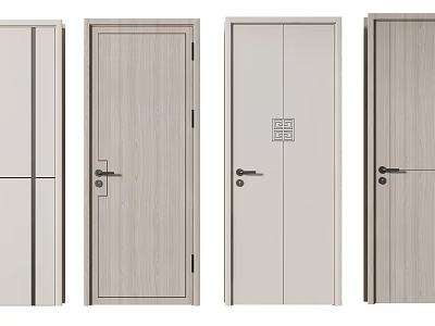 Modern Wooden Swing Doors With Simple Design For Home Interior Use 3d model