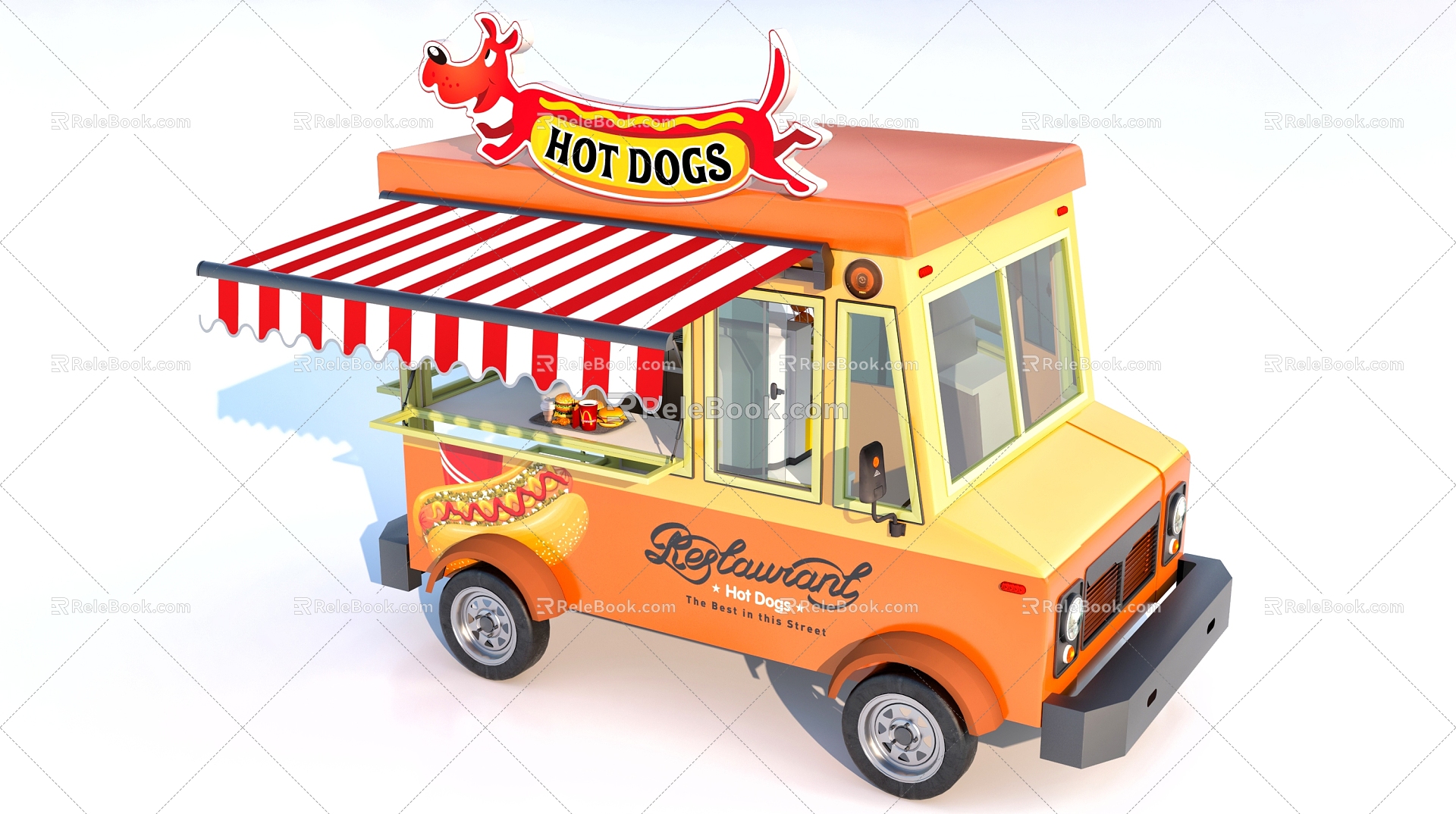 Mobile Hot Dog Dining Car Roadside Stall Car 3d model