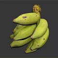 Fresh Green Banana Bunch with Natural Brown Tips on Dark Background