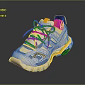 Sporty White Lace Up Sneakers With Yellow Black Accents And Thick Sole Design