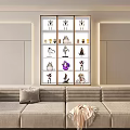 Stylish Display Cabinet With Various Figurines In Modern Living Room Decor