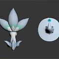 Two White Blue Cartoon Characters With Fluffy Tail Fox And Ice Crystal Hat Decorations