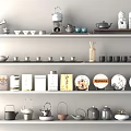 Assorted Tea Sets With Teapots Teacups And Containers Displayed On Multiple Shelves