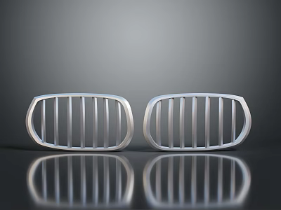 Modern Car Front Grilles Design With Silver Finish And Reflective Surface 3d model