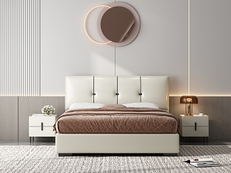 Modern Background Double Bed Furniture Leather Bed 3d model