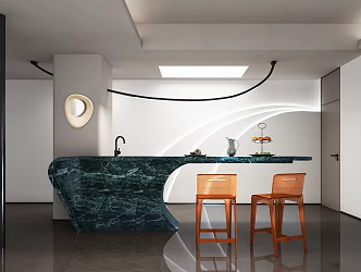Island Taiwan Restaurant Wall Lamp Dining Table and Chair Bar Chair Bar Stool Chandelier 3d model
