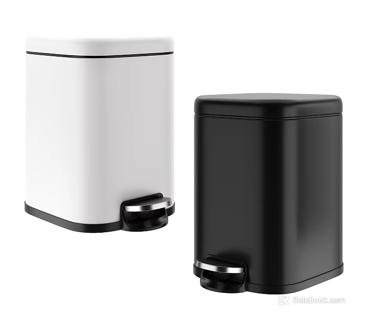 White And Black Pedal Trash Bins With Modern Design For Home Use 3d model 