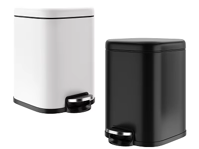 White And Black Pedal Trash Bins With Modern Design For Home Use 3d model