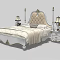 Elegant Classic Double Bed Design With Tufted Headboard Bedside Tables And Lamps 3d model