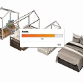 Various House Shaped Children's Bed With Canopy And Cozy Mattress