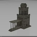 Ancient Stone Building With Tower Structure Columns Front Steps And Detailed Carvings 3d model