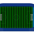Outdoor Sports Stadium With Green Soccer Field Blue Running Track And Goalposts For Fitness