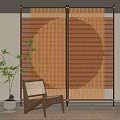 Modern partition rattan screen partition 3d model