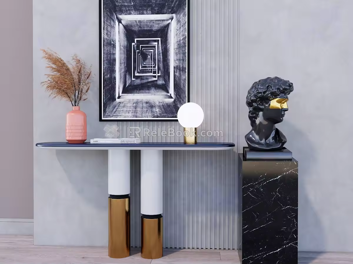 Light Luxury End View Table Entrance Cabinet 3d model