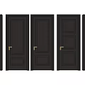 Modern Black Hinged Doors With Various Designs And Golden Handles For Interior 3d model