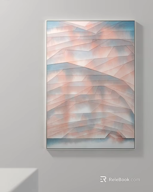 Modern Abstract Painting With Pastel Pink Blue Layers And Geometric Shapes 3d model 