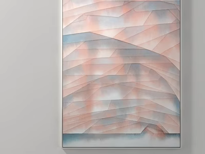 Modern Abstract Painting With Pastel Pink Blue Layers And Geometric Shapes 3d model