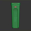 Green Recycling Trash Bin With Sunshine Label And Recycling Symbol