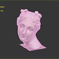 Ancient Style White Female Head Sculpture With Curly Hair Buns And Black Base
