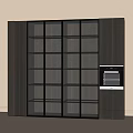 Modern Wine Cabinet With Layered Shelves LED Lighting And Built in Oven