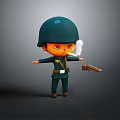 Cartoon Character In Green Helmet And Military Uniform Holding Gun Smoking Cigarette With Serious Expression