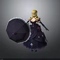 Woman With Blonde Hair In Purple Lace Gemstone Dress Holding Purple Lace Umbrella