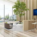 Contemporary Lounge Area With Circular Sofa Green Plant TV Wooden Bookshelf And Comfortable Seating