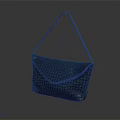Navy Blue Woven Handbag With Minimalist Design Textured Pattern And Shoulder Strap