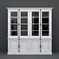 White Modern Bookcase With Upper Glass Doors And Lower Wooden Cabinets