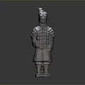 Terracotta Warrior Sculpture Carving Standing Armored Figure With Traditional Ancient Design
