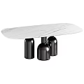Modern Dining Table With White Marble Tabletop And Black Bottle Shaped Legs 3d model